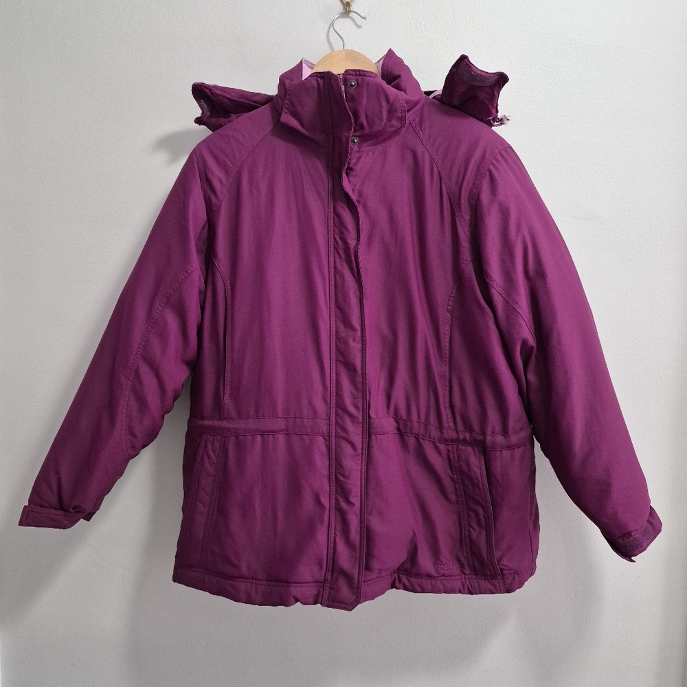 LL Bean Goose Down Parka Gore-Tex Purple Coat Size Large Petite Removeable Hood
